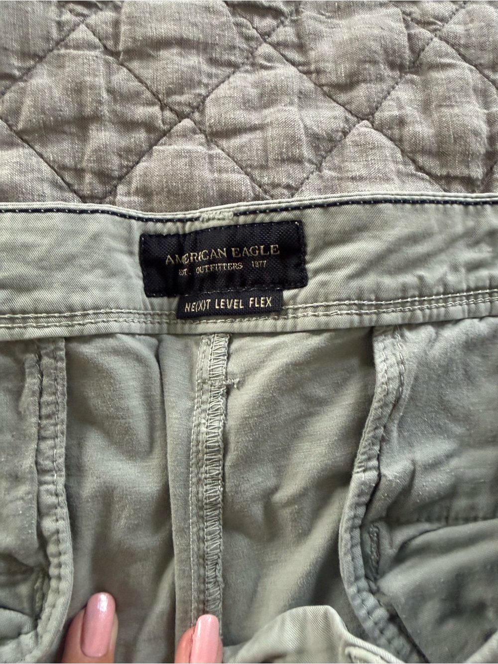 American Eagle Outfitters Men's Flat Front Shorts — Light Blue & Light Gray - Picture 6 of 11